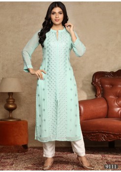 Light Green Georgette /Chiffon Kurti 